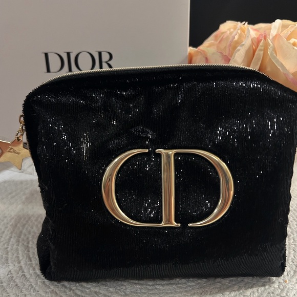 Dior Glitter/Sparkle Cosmetic Pouch NIB & CD purse Zipper Pull (SOFT!!!) - Picture 3 of 10